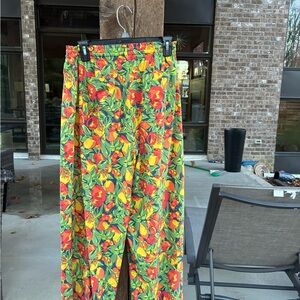 Toad&Co Bright Floral Cropped Pants in Yellow, Red & Green